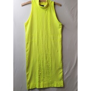 Nike Fitted Bodycon Dress Sleeveless Mock Neck Neon Yellow Athletic Casual Large